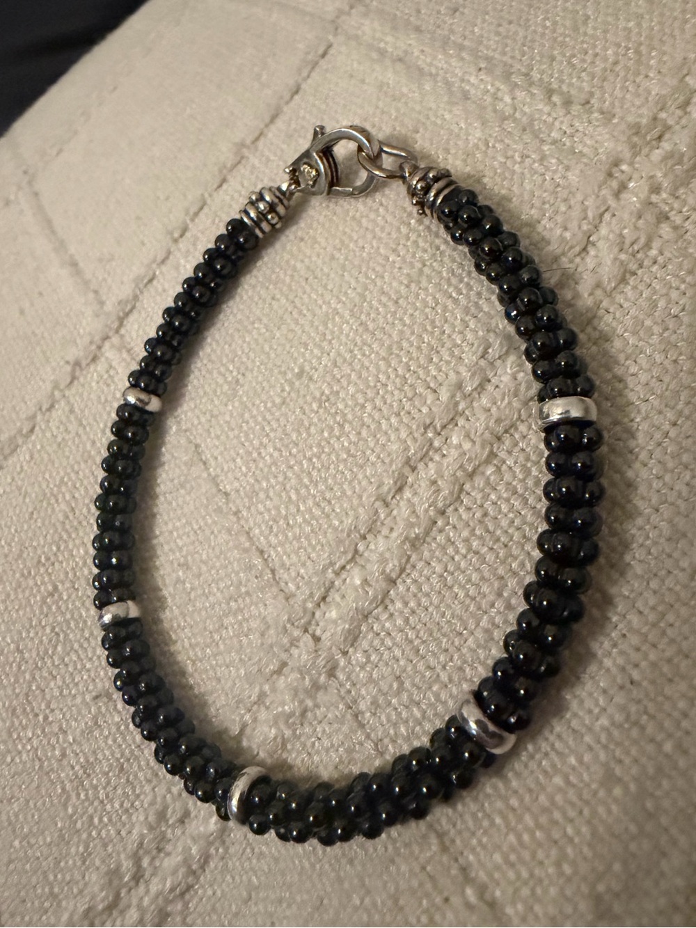 Lagos Black 5 silver station ceramic bracelet